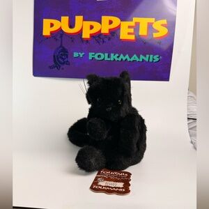 Folkmanis Furry Folk Kitty Cat Black Hand Puppet Plush Kitten Folktails Has Tag!